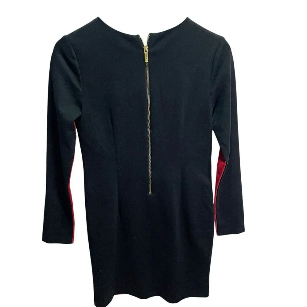 Michael Kors 2 Red Black Colorblock Sheath Dress Long  Sleeve Career  Stretch‎